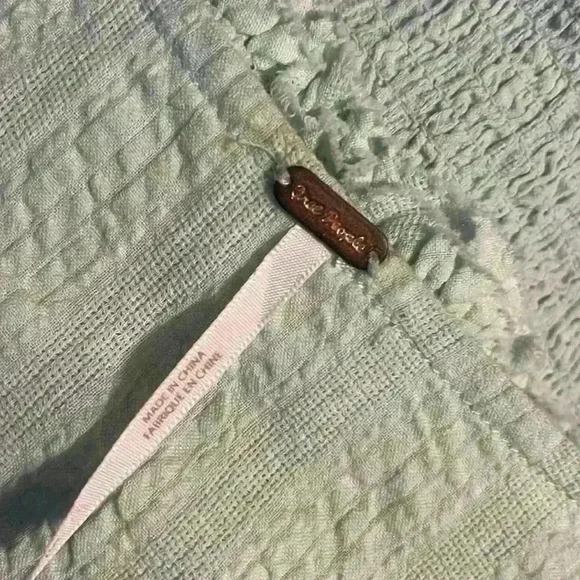 FREE PEOPLE Smocked Cinched Waist Sea Foam Green Size Small​ - Picture 6 of 9